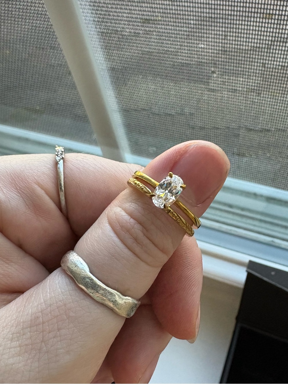Gold Oval-Cut Ring Set